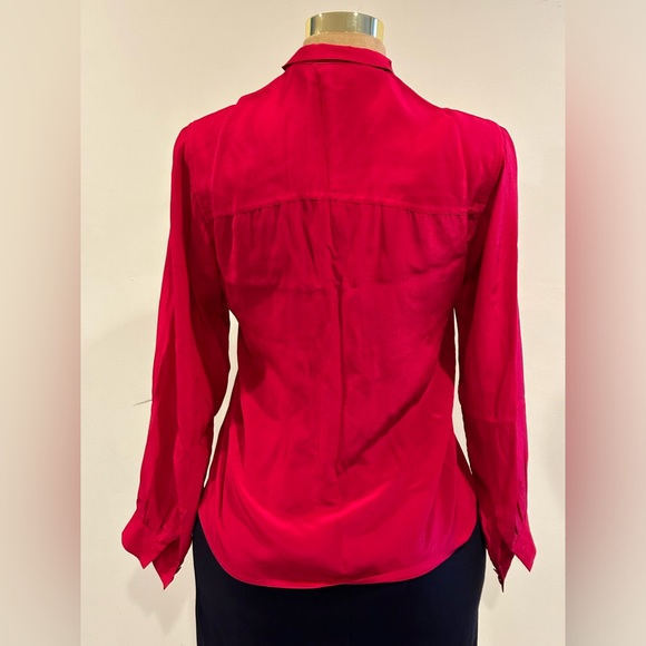 Jones New York Red Light Blouse Hidden Buttons. 1 Pocket & Pleated Side.Sz 8 - Picture 8 of 14